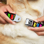 Dog Bone Seatbelt Buckle Collar - Gummy Bears Black/Multi Color