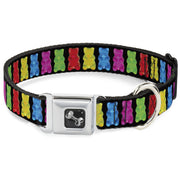 Dog Bone Seatbelt Buckle Collar - Gummy Bears Black/Multi Color