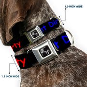 Dog Bone Seatbelt Buckle Collar - GET DIRTY Black/White/Blue/Green/Red