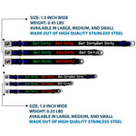 Dog Bone Seatbelt Buckle Collar - GET DIRTY Black/White/Blue/Green/Red