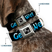 Buckle-Down Seatbelt Buckle Dog Collar - GET WET Black/Baby Blue
