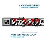 Dog Bone Seatbelt Buckle Collar - Girlie Skull Black/White w/Red Paint Drips