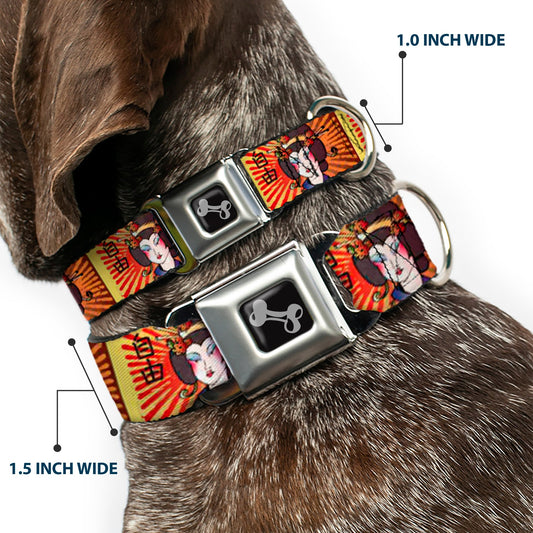 Dog Bone Seatbelt Buckle Collar - Geisha Distressed Repeat