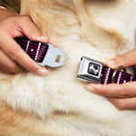 Dog Bone Seatbelt Buckle Collar - Guitar Neck Black/White/Pink
