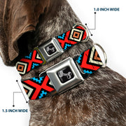 Dog Bone Seatbelt Buckle Collar - Geometric1 Black/Red/Tan/Brown/Baby Blue