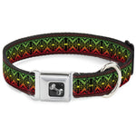 Dog Bone Seatbelt Buckle Collar - Geomteric2 Black/Red/Yellow/Green