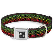 Dog Bone Seatbelt Buckle Collar - Geomteric2 Black/Red/Yellow/Green