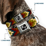 Dog Bone Seatbelt Buckle Collar - Geometric4 Tan/Blue/Wine/Brown/Olive