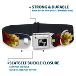 Dog Bone Seatbelt Buckle Collar - Geometric4 Tan/Blue/Wine/Brown/Olive