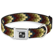 Dog Bone Seatbelt Buckle Collar - Geometric4 Tan/Blue/Wine/Brown/Olive