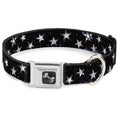 Load image into Gallery viewer, Dog Bone Seatbelt Buckle Collar - Glowing Stars in Space Black/Purple/White
