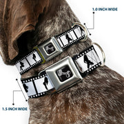 Dog Bone Seatbelt Buckle Collar - Girls Posing Film Strip White/Black