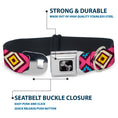 Load image into Gallery viewer, Dog Bone Seatbelt Buckle Collar - Geometric1 Burgundy/Pink/Tan/Yellow/Baby Blue

