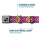 Dog Bone Seatbelt Buckle Collar - Geometric1 Burgundy/Pink/Tan/Yellow/Baby Blue