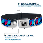 Dog Bone Seatbelt Buckle Collar - Geometric Peaks Blues/Purple/Red