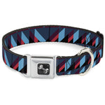 Dog Bone Seatbelt Buckle Collar - Geometric Peaks Blues/Purple/Red