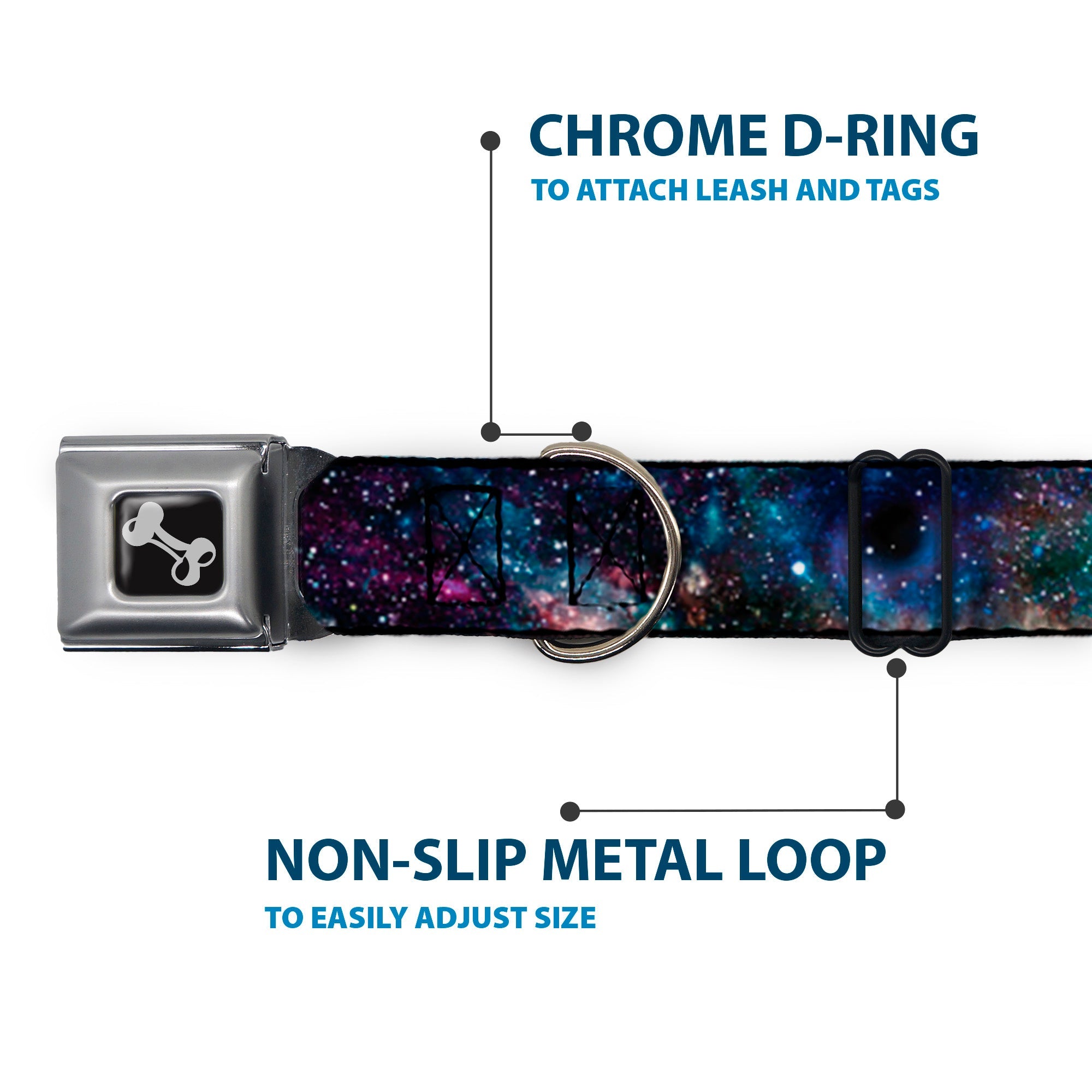 Dog Bone Seatbelt Buckle Collar - Galaxy Collage