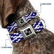 Dog Bone Seatbelt Buckle Collar - Geometric Diamond Blue/White