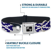 Dog Bone Seatbelt Buckle Collar - Geometric Diamond Blue/White