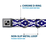 Dog Bone Seatbelt Buckle Collar - Geometric Diamond Blue/White