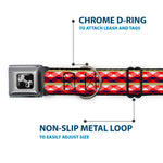 Dog Bone Seatbelt Buckle Collar - Geometric Weave Tan/White/Red/Blue