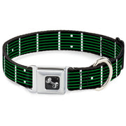 Dog Bone Seatbelt Buckle Collar - Guitar Neck Black/White/Lime Green