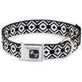 Load image into Gallery viewer, Dog Bone Seatbelt Buckle Collar - Geometric Diamond2 Black/White/Black
