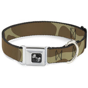 Dog Bone Seatbelt Buckle Collar - Giraffe Spots Tan/Brown