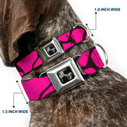 Dog Bone Seatbelt Buckle Collar - Giraffe Spots Black/Fuchsia