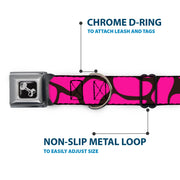 Dog Bone Seatbelt Buckle Collar - Giraffe Spots Black/Fuchsia