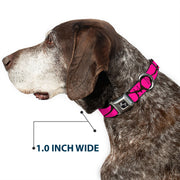 Dog Bone Seatbelt Buckle Collar - Giraffe Spots Black/Fuchsia