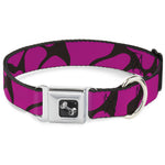 Dog Bone Seatbelt Buckle Collar - Giraffe Spots Black/Fuchsia