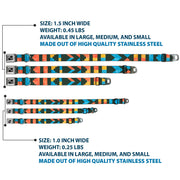 Dog Bone Seatbelt Buckle Collar - Geometric8 Charcoal/Orange/Gold/Blue