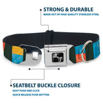 Dog Bone Seatbelt Buckle Collar - Geometric8 Charcoal/Orange/Gold/Blue