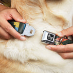 Dog Bone Seatbelt Buckle Collar - Geometric8 Charcoal/Orange/Gold/Blue