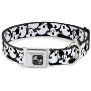 Dog Bone Seatbelt Buckle Collar - Ghosts Scattered Black/White