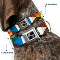 Load image into Gallery viewer, Dog Bone Seatbelt Buckle Collar - Geometric Triangle Blocks Multi Color
