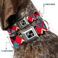 Load image into Gallery viewer, Dog Bone Seatbelt Buckle Collar - Geometric9 Black/Red/Turquoise/Ivory
