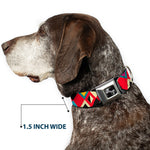 Dog Bone Seatbelt Buckle Collar - Geometric9 Black/Red/Turquoise/Ivory