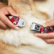 Dog Bone Seatbelt Buckle Collar - Geometric9 Black/Red/Turquoise/Ivory