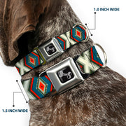 Dog Bone Seatbelt Buckle Collar - Geometric Diamonds Grays/Red/Turquoise