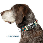 Dog Bone Seatbelt Buckle Collar - Geometric Diamonds Grays/Red/Turquoise