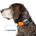 Load image into Gallery viewer, Dog Bone Seatbelt Buckle Collar - Geometric Transition Blues/Reds/Orange/Yellows

