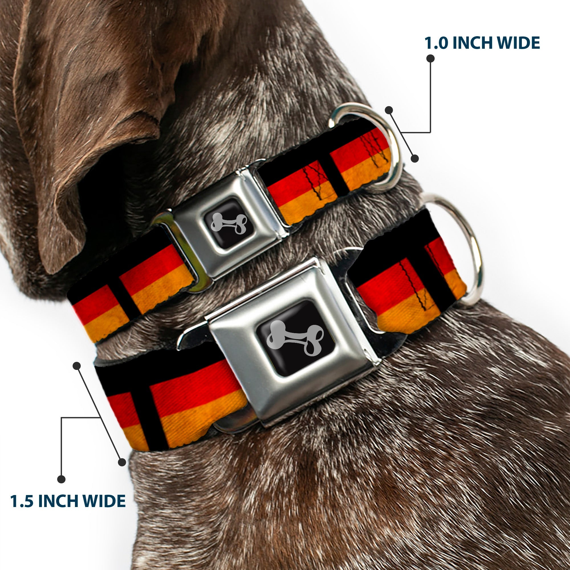 Dog Bone Seatbelt Buckle Collar - German Flag Distressed