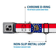 Dog Bone Seatbelt Buckle Collar - Georgia Flag