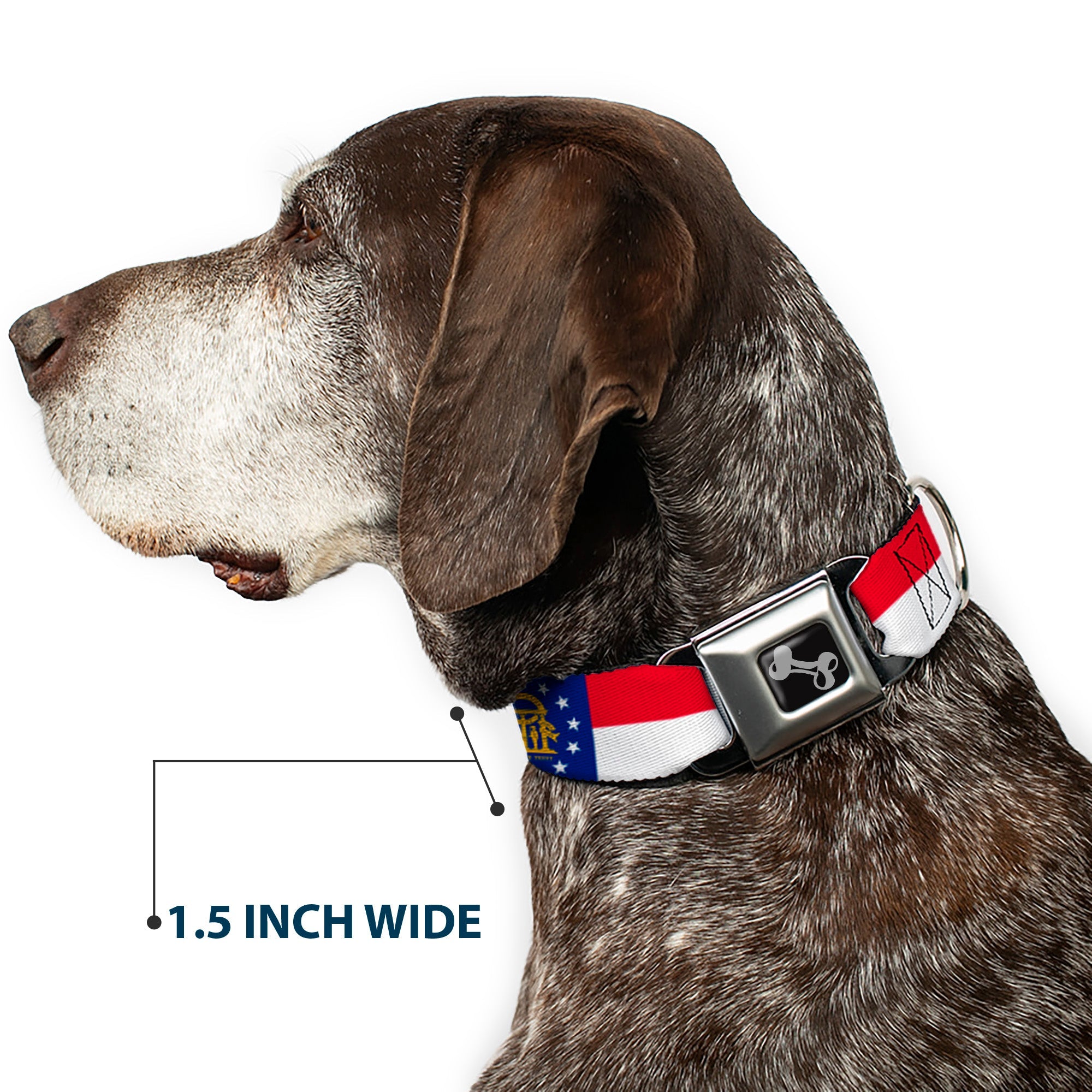 Dog Bone Seatbelt Buckle Collar - Georgia Flag