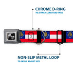 Dog Bone Seatbelt Buckle Collar - Georgia Flags/Black