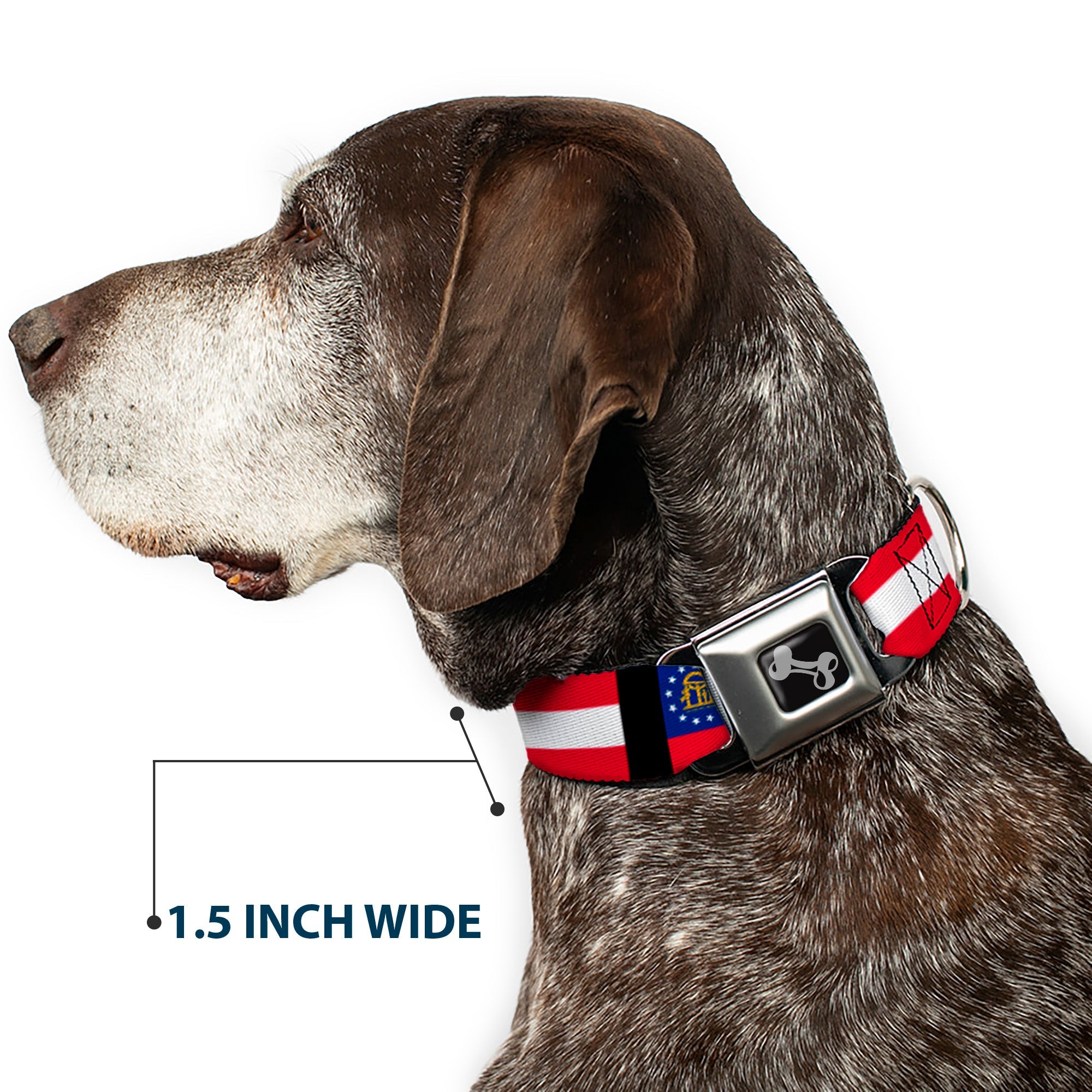 Dog Bone Seatbelt Buckle Collar - Georgia Flags/Black