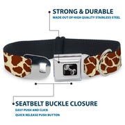 Dog Bone Seatbelt Buckle Collar - Giraffe Spots2 Cream/Brown