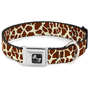 Dog Bone Seatbelt Buckle Collar - Giraffe Spots2 Cream/Brown